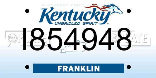 I854948 Kentucky License Plate