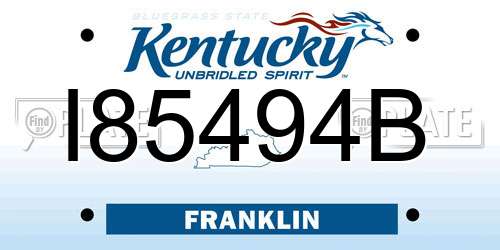 I85494B Kentucky License Plate