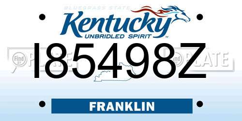 I85498Z Kentucky License Plate