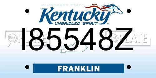 I85548Z Kentucky License Plate