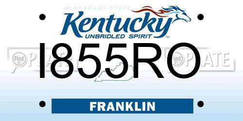 I855RO Kentucky License Plate