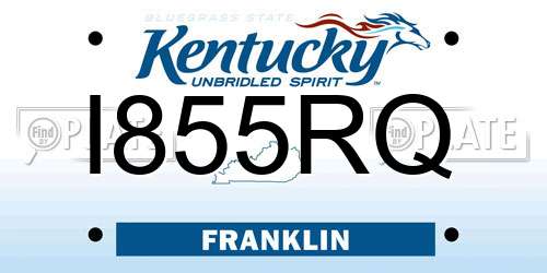 I855RQ Kentucky License Plate