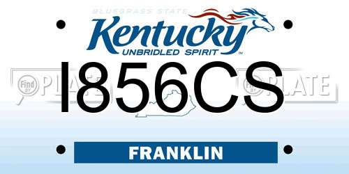 I856CS Kentucky License Plate