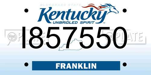 I857550 Kentucky License Plate