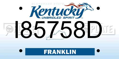 I85758D Kentucky License Plate