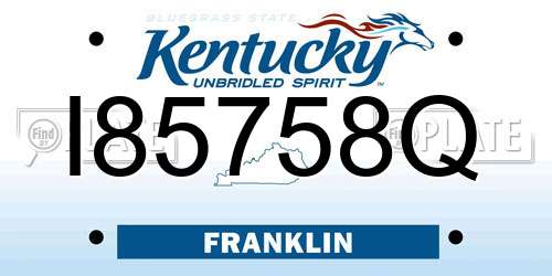 I85758Q Kentucky License Plate