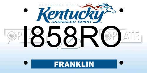 I858RO Kentucky License Plate