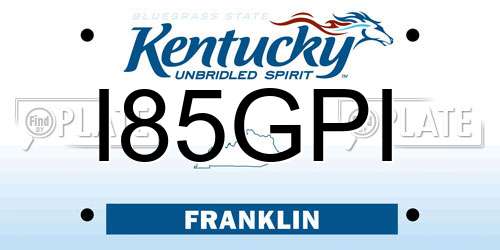 I85GPI Kentucky License Plate