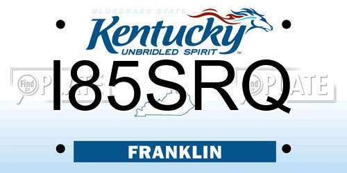 I85SRQ Kentucky License Plate