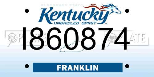 I860874 Kentucky License Plate