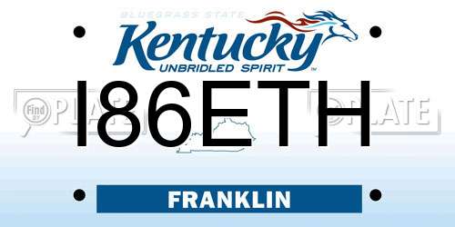 I86ETH Kentucky License Plate