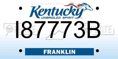 I87773B Kentucky License Plate
