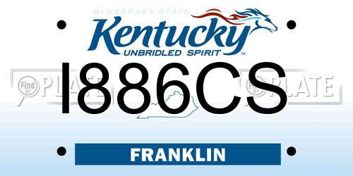 I886CS Kentucky License Plate