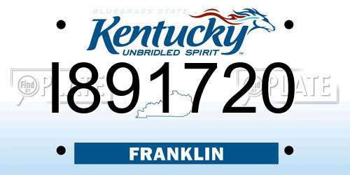 I891720 Kentucky License Plate