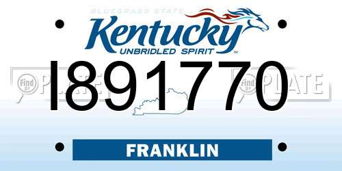 I891770 Kentucky License Plate