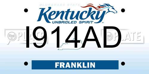 I914AD Kentucky License Plate