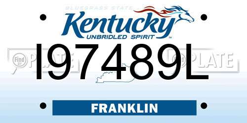I97489L Kentucky License Plate