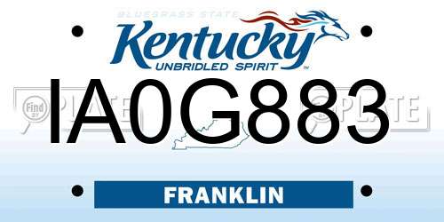 IA0G883 Kentucky License Plate