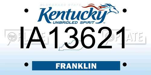 IA13621 Kentucky License Plate