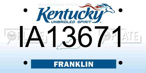 IA13671 Kentucky License Plate