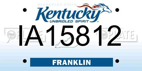 IA15812 Kentucky License Plate