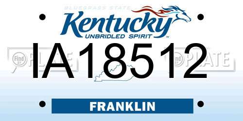 IA18512 Kentucky License Plate