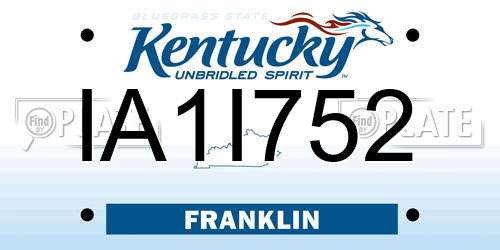 IA1I752 Kentucky License Plate