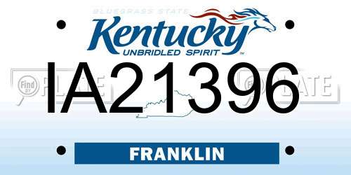 IA21396 Kentucky License Plate
