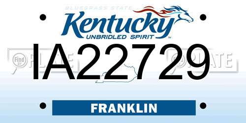 IA22729 Kentucky License Plate