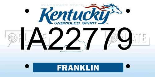 IA22779 Kentucky License Plate