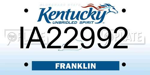 IA22992 Kentucky License Plate