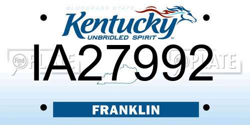 IA27992 Kentucky License Plate