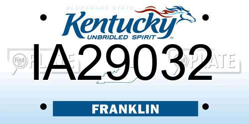 IA29032 Kentucky License Plate