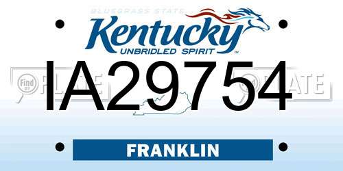 IA29754 Kentucky License Plate