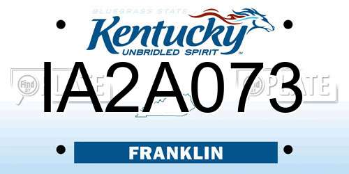 IA2A073 Kentucky License Plate