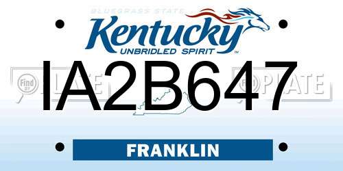 IA2B647 Kentucky License Plate