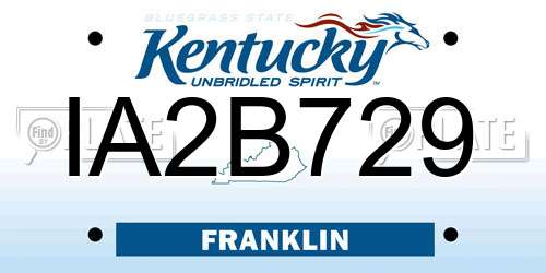 IA2B729 Kentucky License Plate