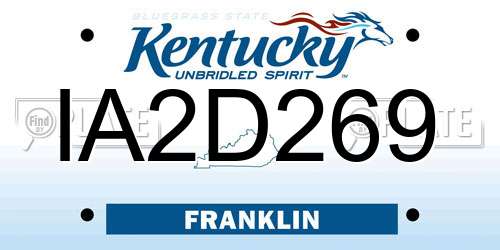 IA2D269 Kentucky License Plate