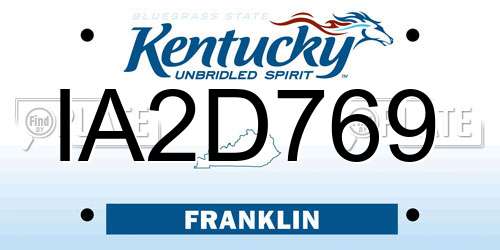 IA2D769 Kentucky License Plate
