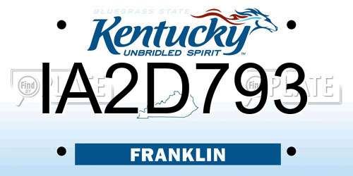 IA2D793 Kentucky License Plate
