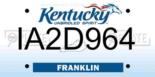 IA2D964 Kentucky License Plate