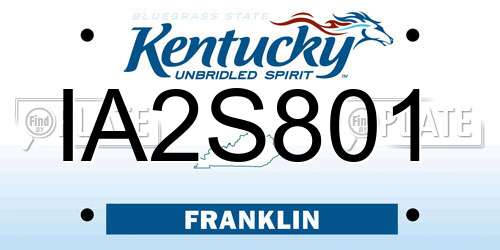 IA2S801 Kentucky License Plate