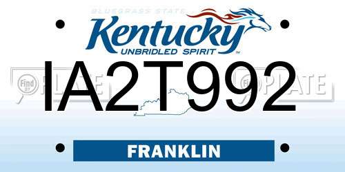 IA2T992 Kentucky License Plate