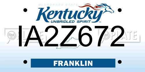 IA2Z672 Kentucky License Plate