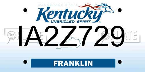 IA2Z729 Kentucky License Plate