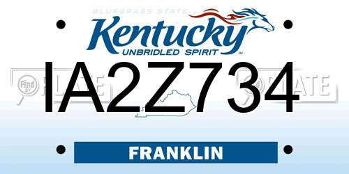 IA2Z734 Kentucky License Plate