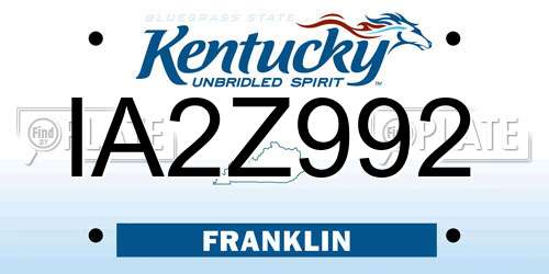 IA2Z992 Kentucky License Plate