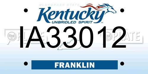 IA33012 Kentucky License Plate