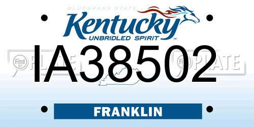 IA38502 Kentucky License Plate