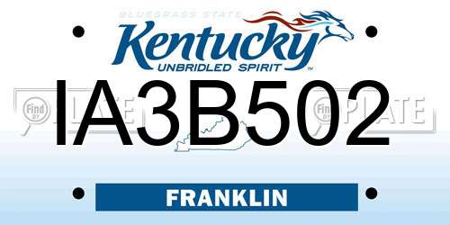 IA3B502 Kentucky License Plate